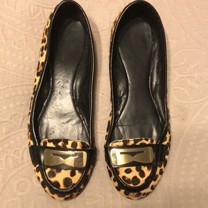 Leopard flats with gold buckle details, size 9